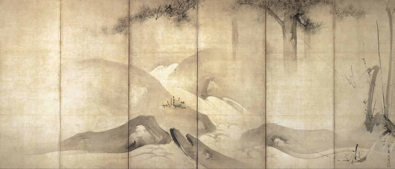 松树和梅花在月光下 作者 海保雄章