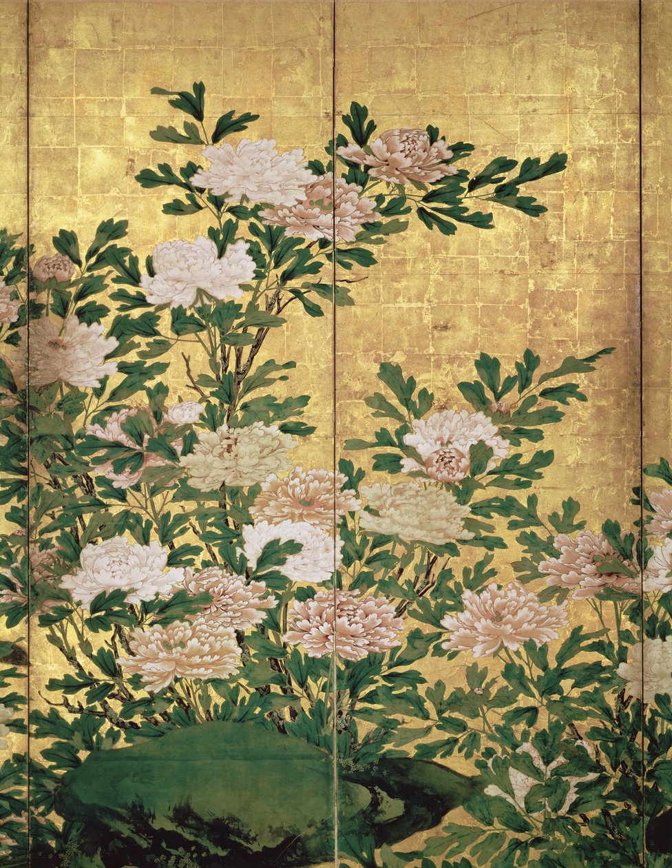 花墨水，颜色＆金子细节在纸 作者 海保雄章