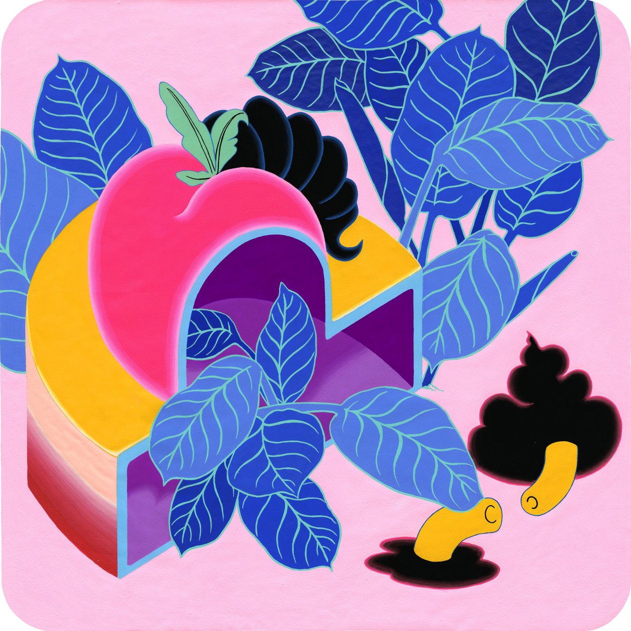 苹果桃，2019（丙烯酸画布） 作者 来了