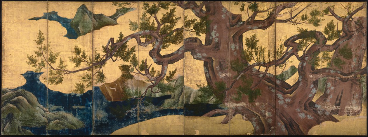 柏树八折屏风，1590年 作者 鹿野英德