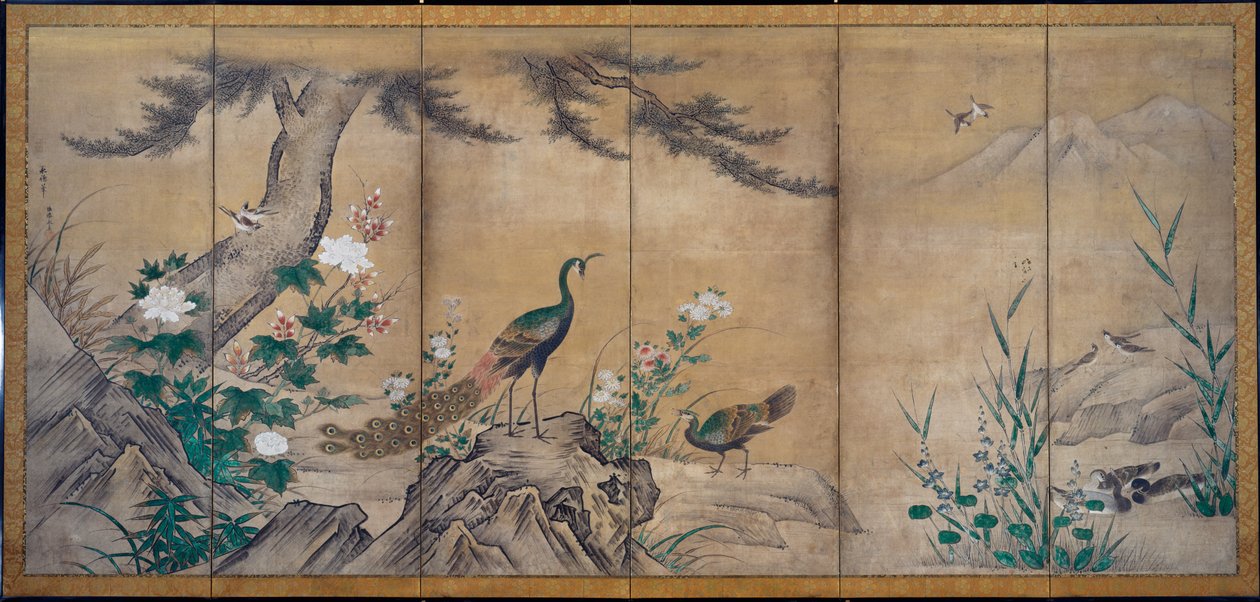 鸟、树和花，15世纪末。 作者 鹿正荣
