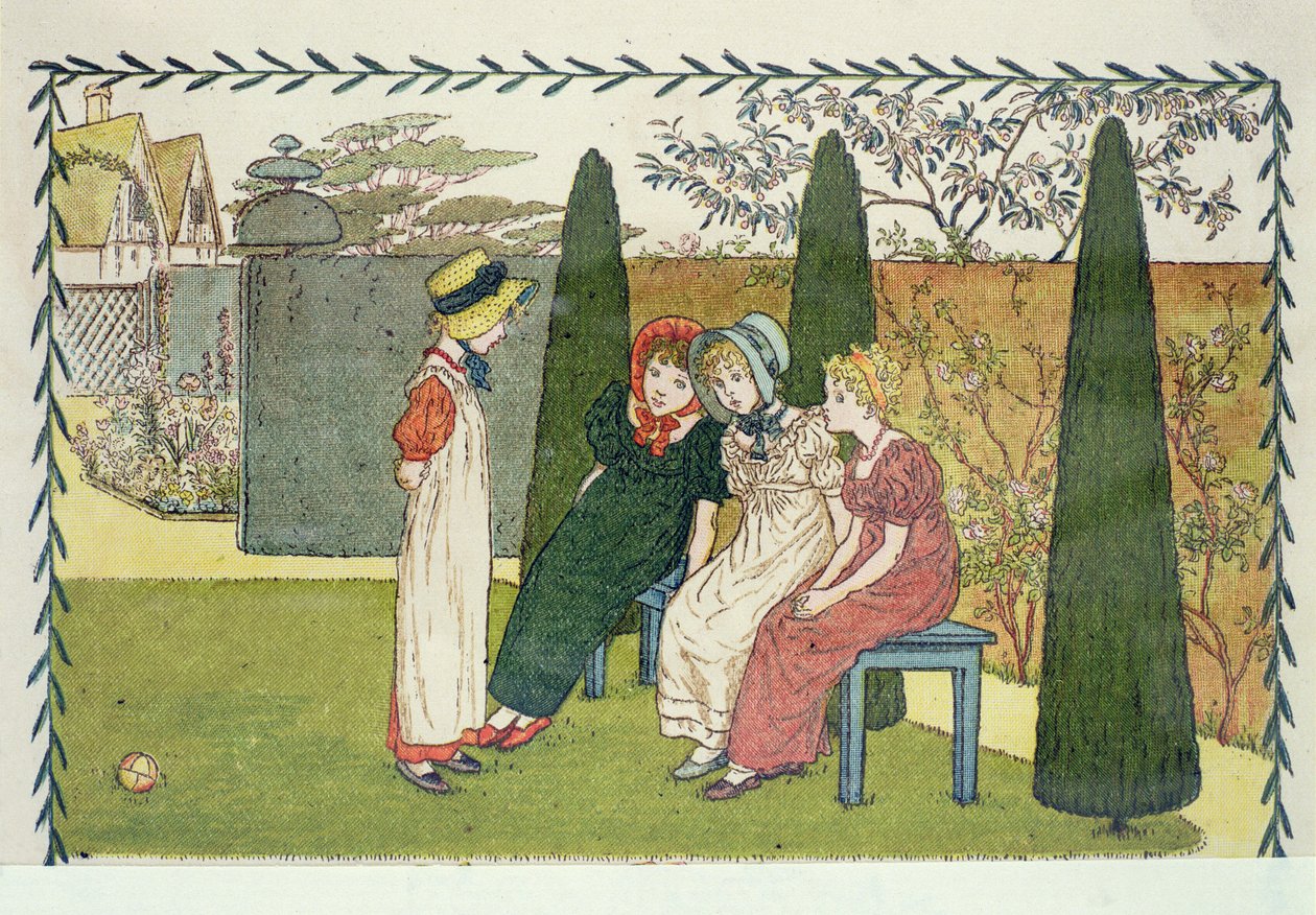 在花园里，从&39;儿童生活中的一天&39; 作者 凯特·格林威（Kate Greenaway）