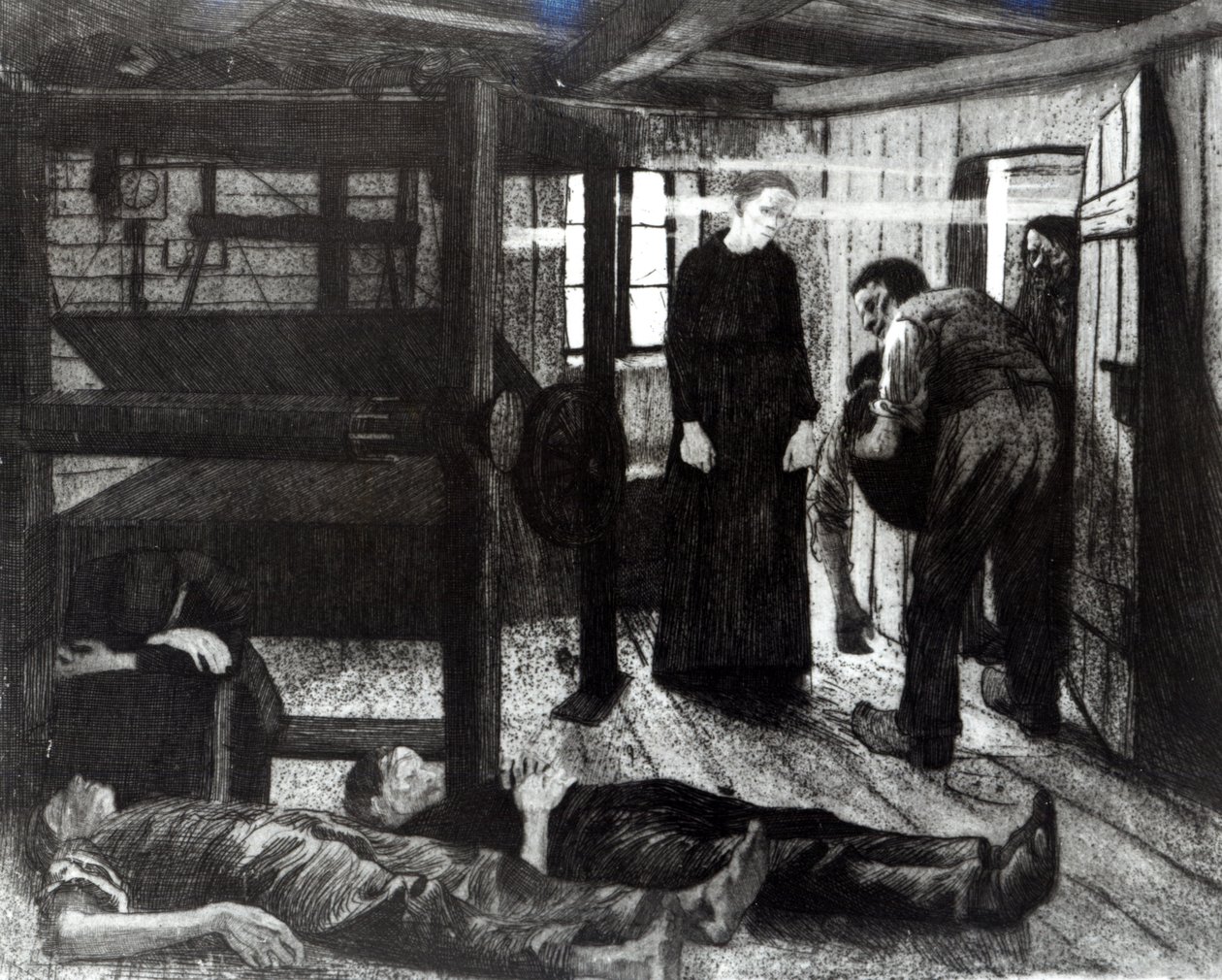 The End，来自1897年的“编织者起义”系列（蚀刻和aquatint） 作者 凯特·珂勒惠支
