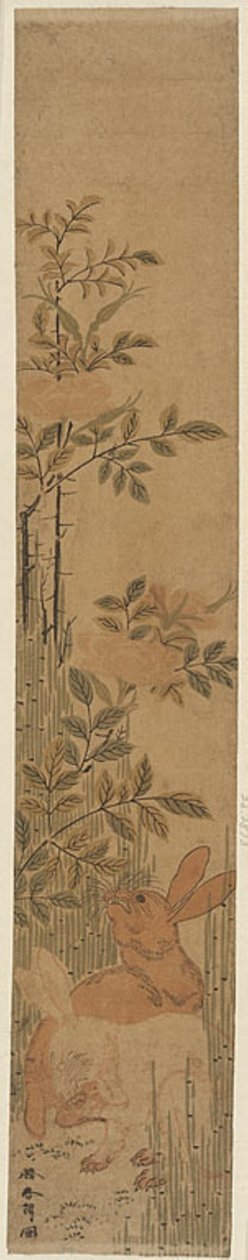 野兔与玫瑰 作者 葛饰北斋