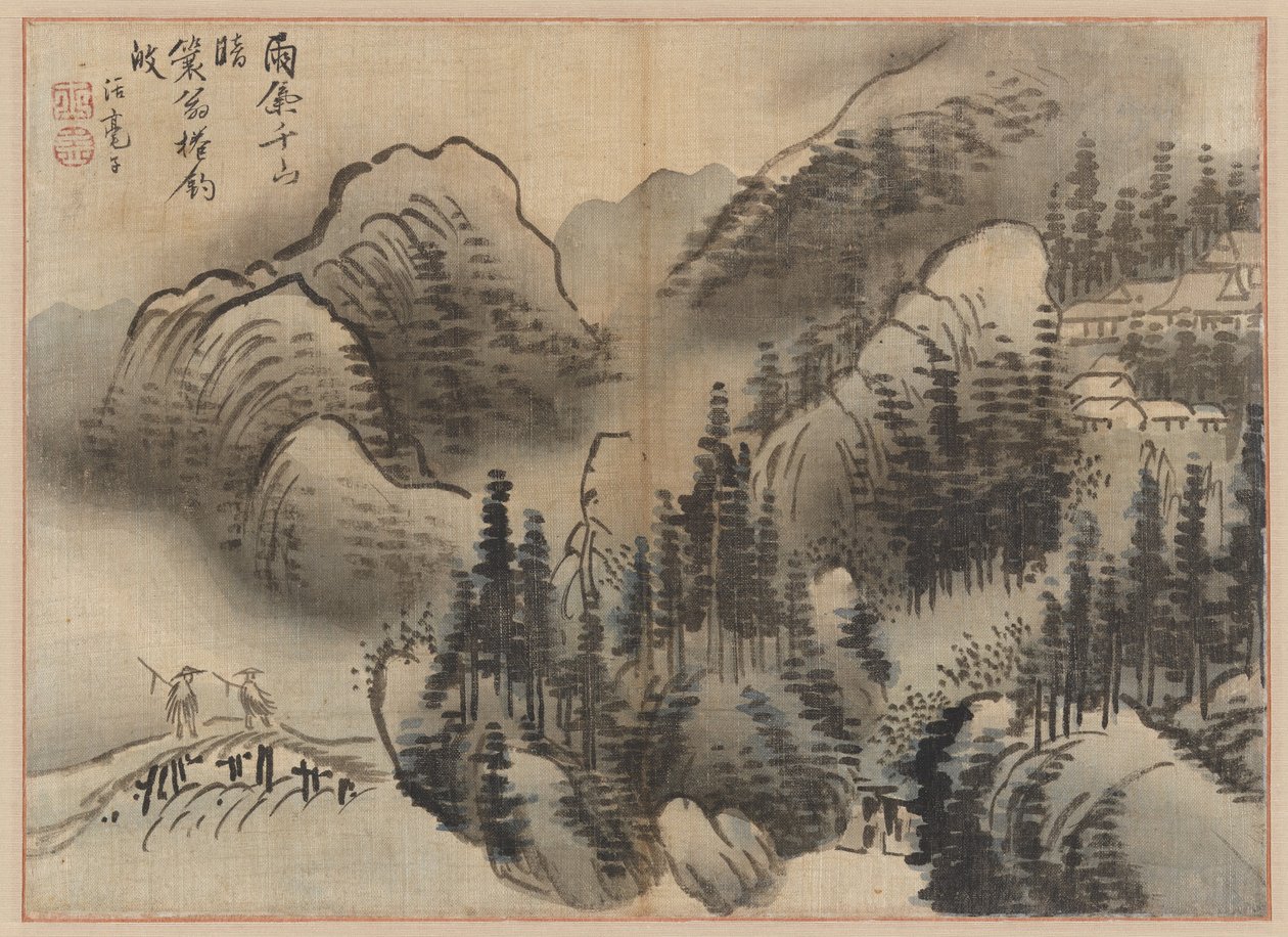 雨中风景，18世纪末。 作者 金秀玉