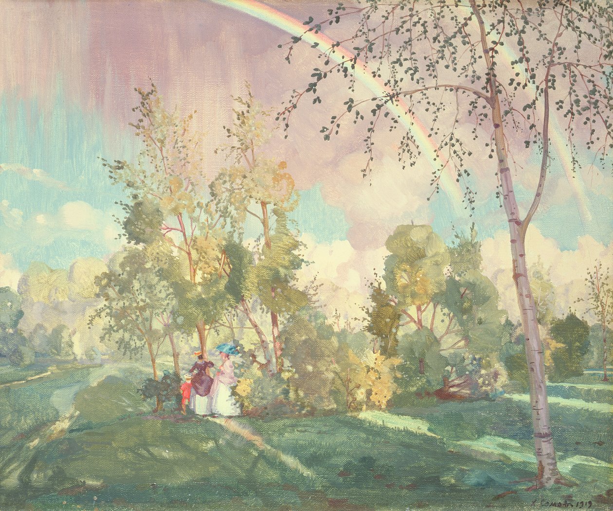 风景与彩虹，1919年 作者 康斯坦丁·安德烈维奇·索莫夫
