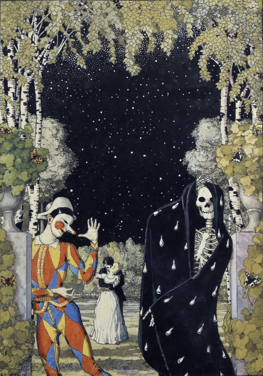丑角与死亡，1907年 作者 康斯坦丁·安德烈维奇·索莫夫