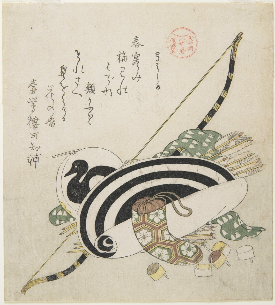 拉弓，c。 1815 作者 久保顺曼