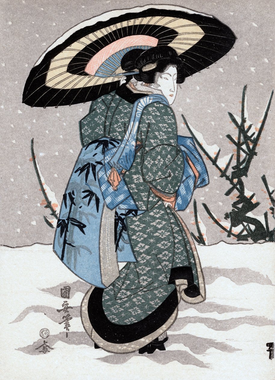 风雪中的女孩》，19世纪 作者 国安