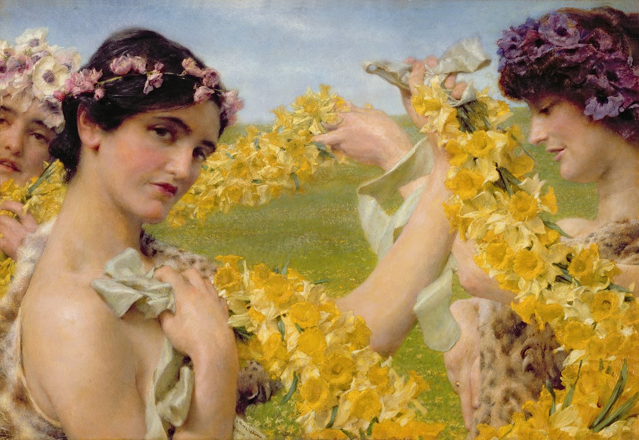 当鲜花归来时，c.1911 作者 劳伦斯·阿尔玛·塔德玛