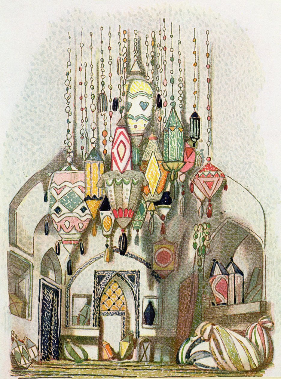 来自阿拉丁的风景设计，c.1916 作者 莱昂·巴克斯特