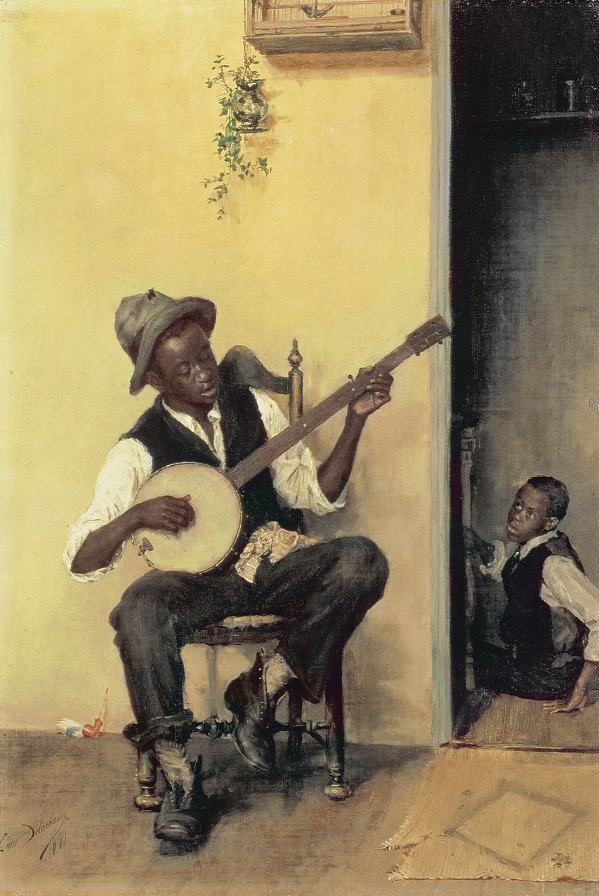 班卓琴演奏家，1881年 作者 莱昂·德拉乔（Leon Delachaux）