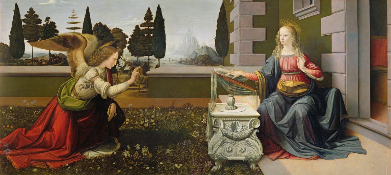 报喜，1472-75（修复后） 作者 达芬奇（Leonardo da Vinci）