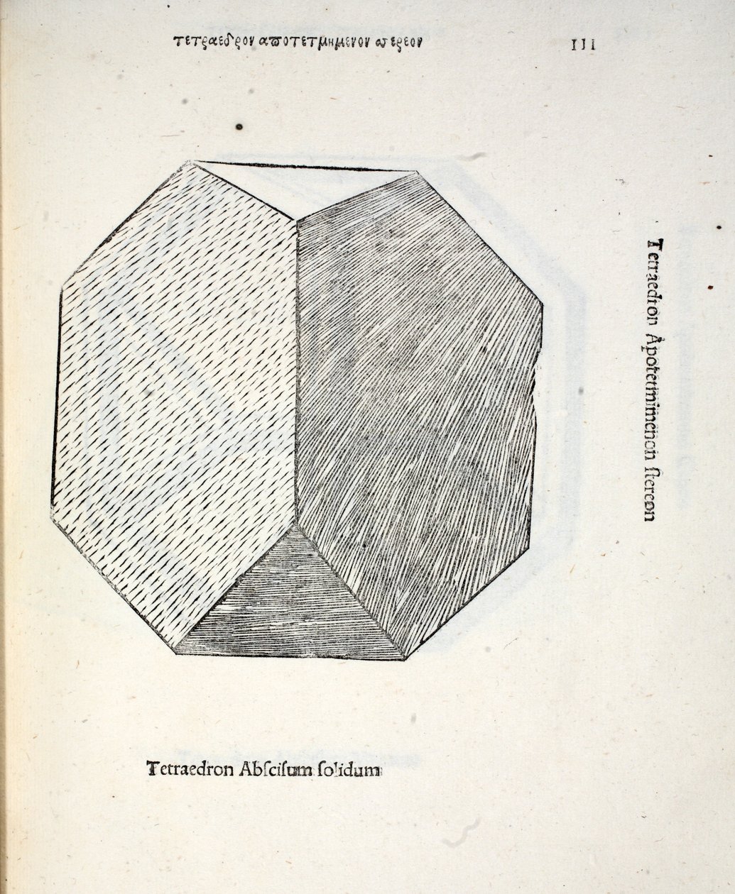 Tetraëdron由卢卡·帕西奥利（c.1445-1517）一个“神圣比例”完全切断，原先的酒吧。威尼斯，1509 作者 达芬奇（Leonardo da Vinci）