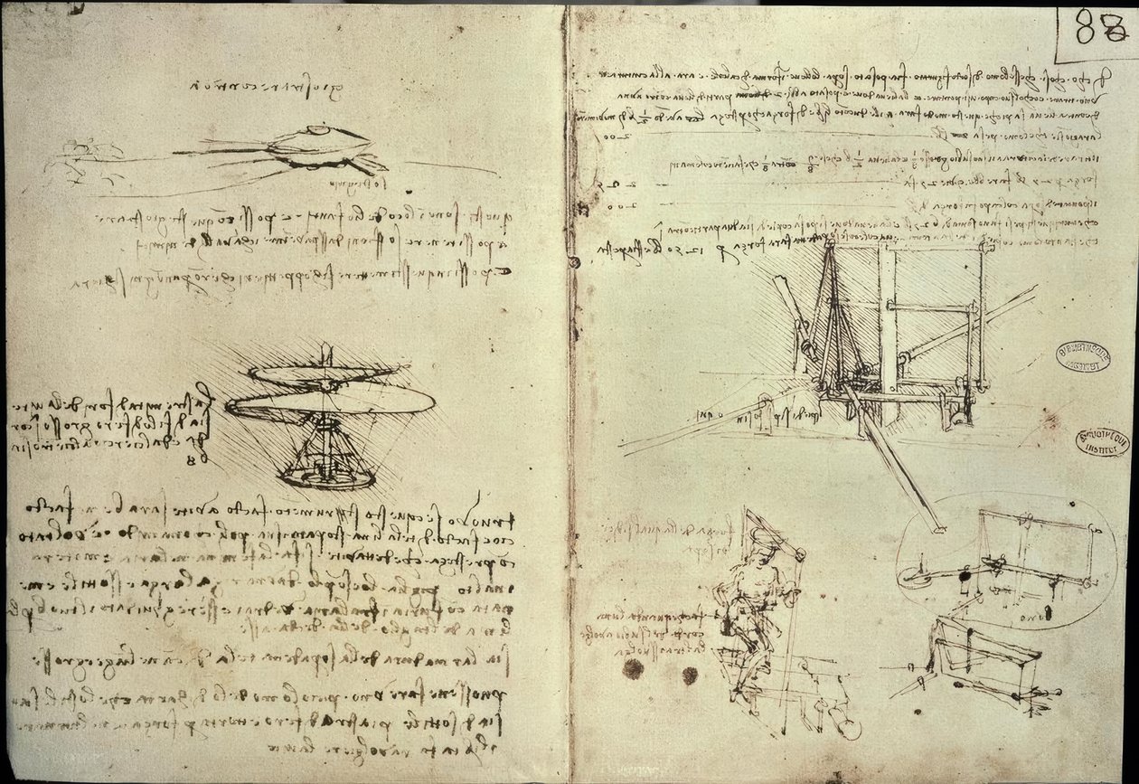 螺旋桨和飞行器研究 作者 达芬奇（Leonardo da Vinci）