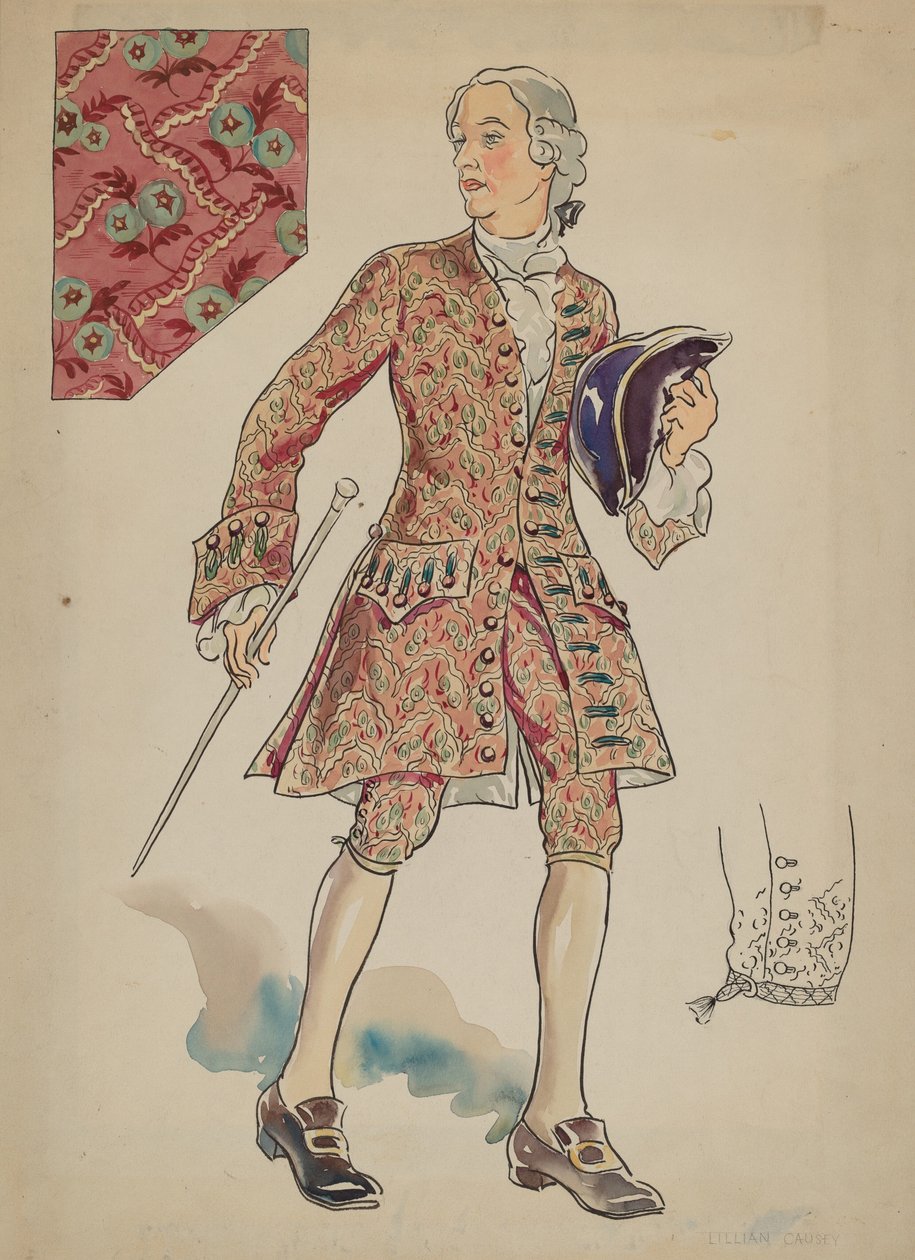 男人的西装，约1936年。 作者 莉莲·考西