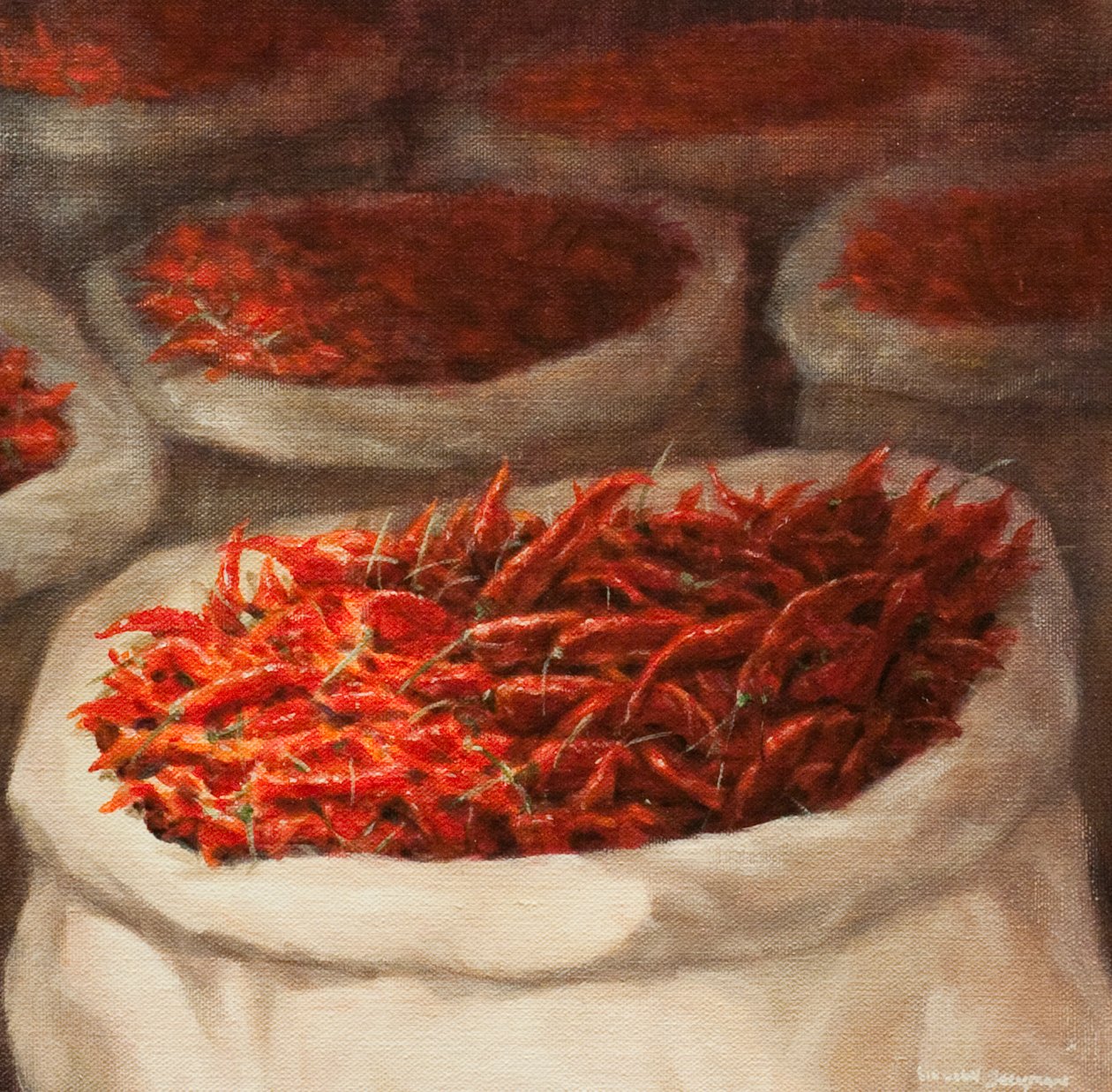 Chillis，2010（画布上的丙烯酸） 作者 林肯·塞利格曼