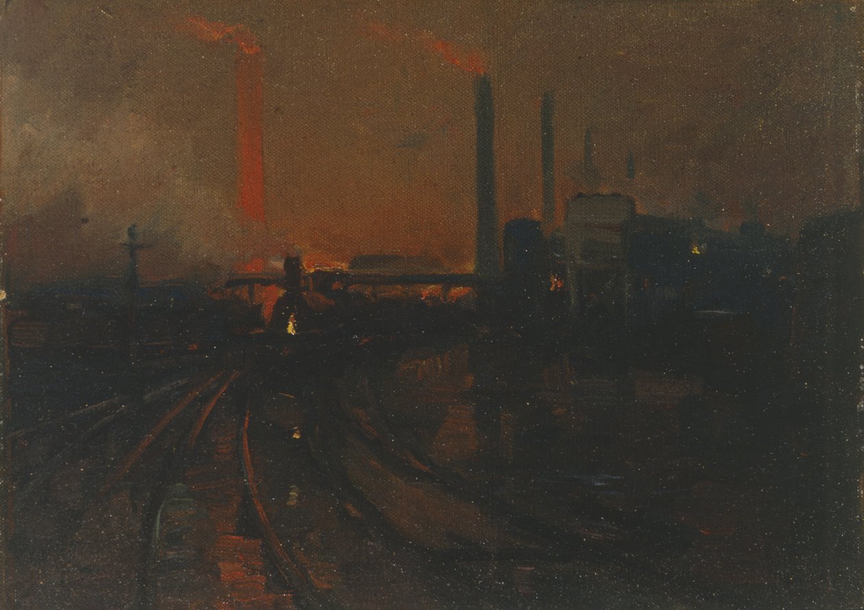 加的夫钢铁厂夜景 作者 莱昂内尔·瓦尔登（Lionel Walden）