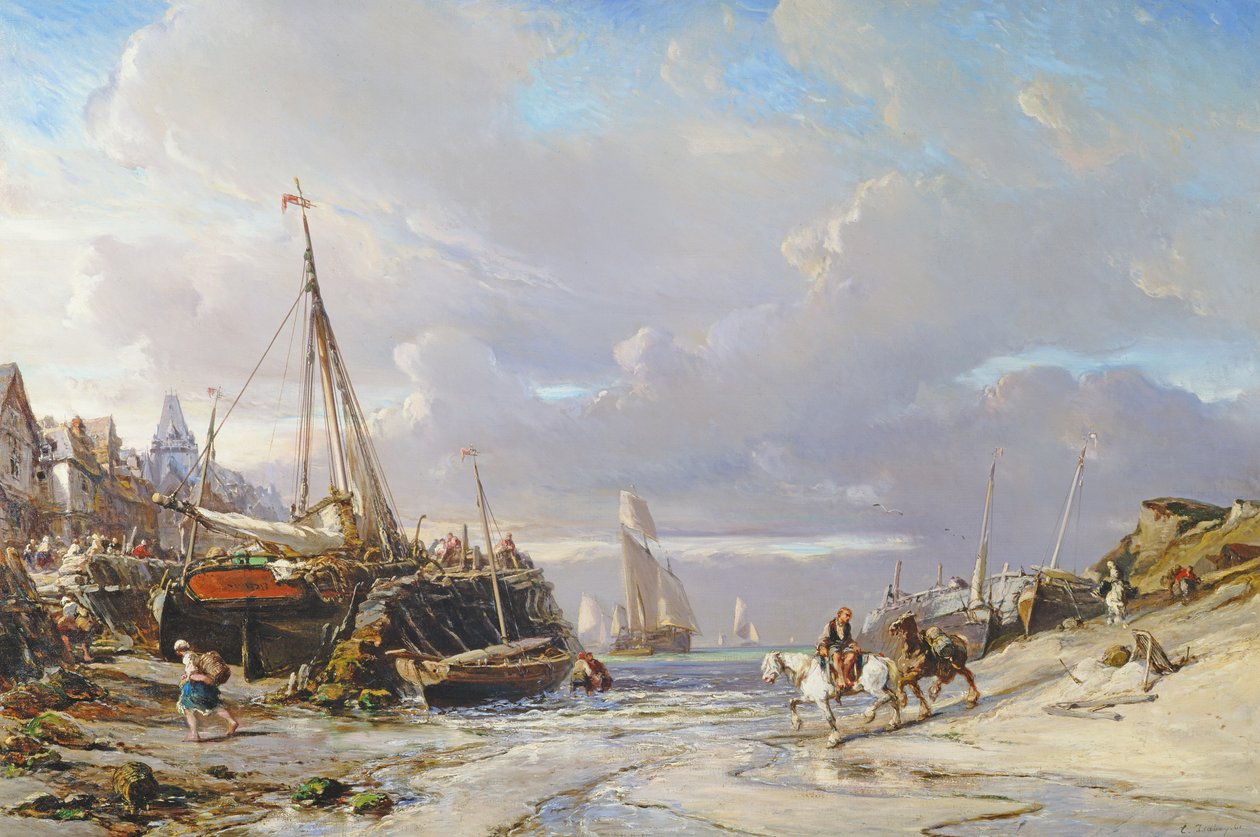 布列塔尼港口，1861年 作者 尤金·伊萨贝（Eugene Isabey）