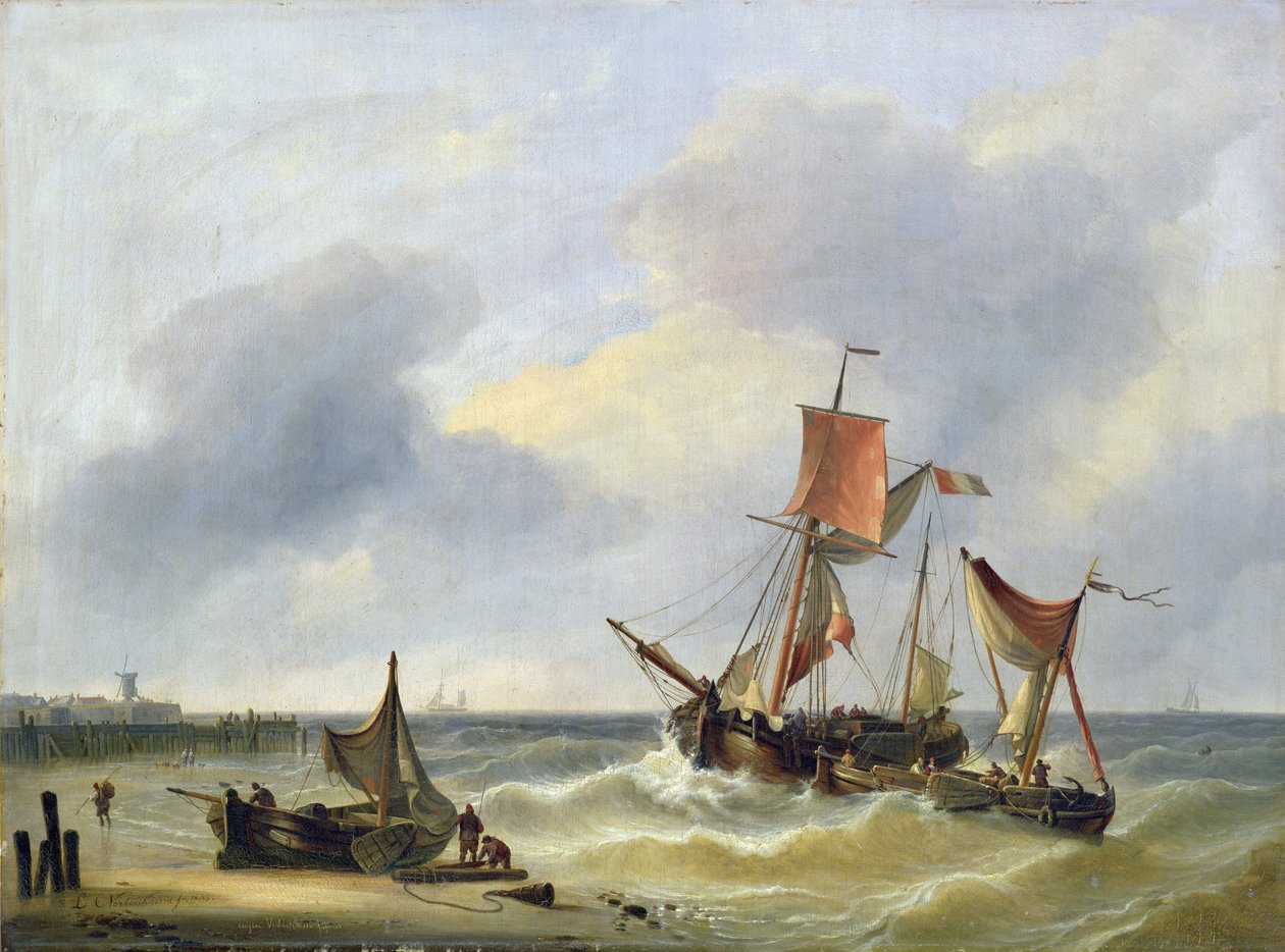 沿海景观，1833年 作者 路易斯·韦伯霍芬