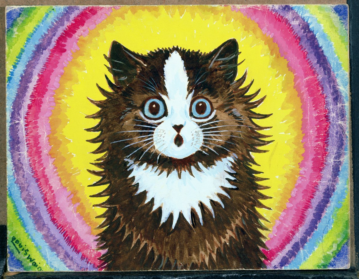 彩虹中的猫（纸上的水粉和水粉） 作者 路易·韦恩
