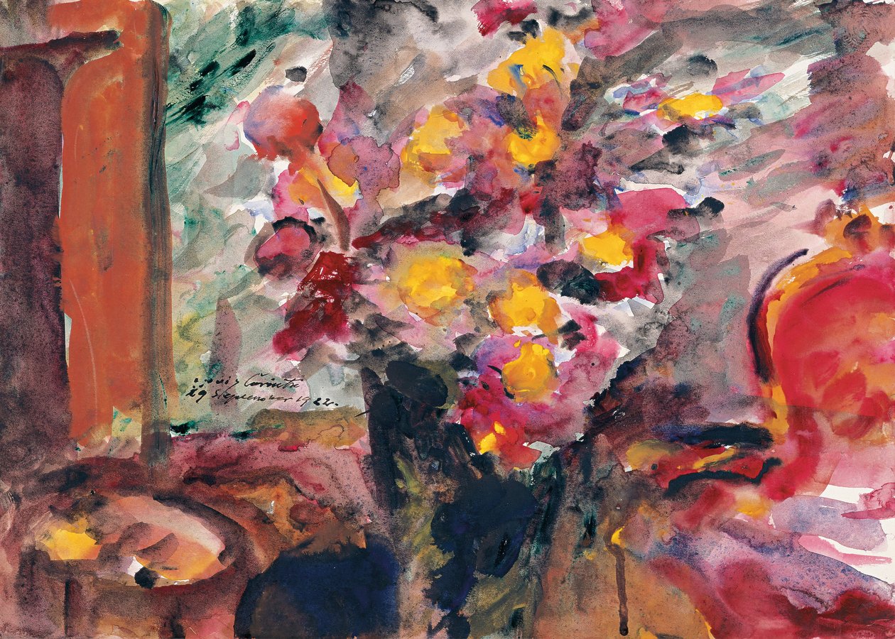1922年花桌上的花瓶 作者 洛维斯·科林斯（Lovis Corinth）