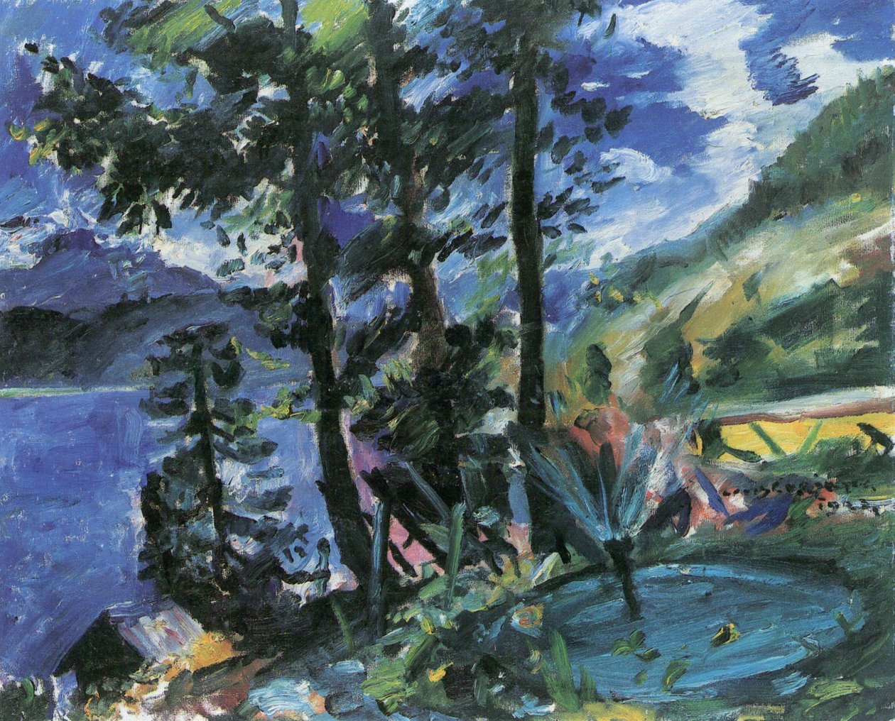 Walchensee与喷泉 作者 洛维斯·科林斯（Lovis Corinth）