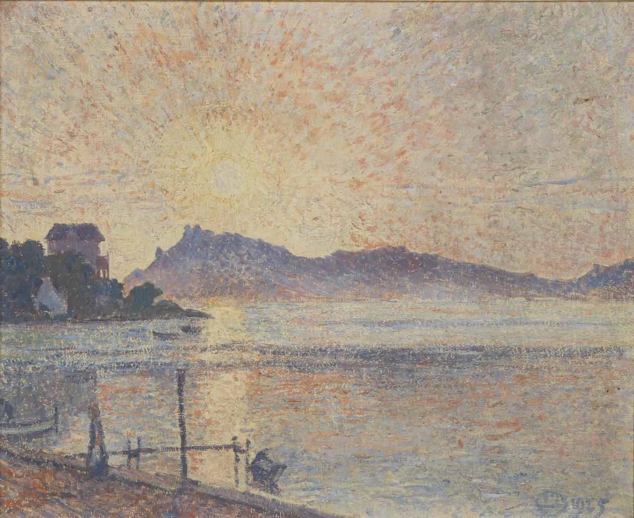 Cougoussa Point，日落，1925年 作者 卢西安·皮萨罗（Lucien Pissarro）