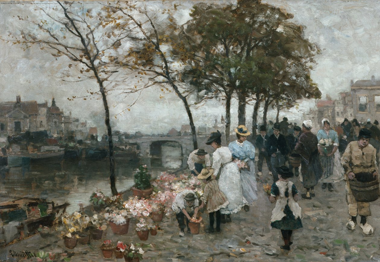 运河边的花卉市场 作者 路德维希·芒特（Ludwig Munthe）
