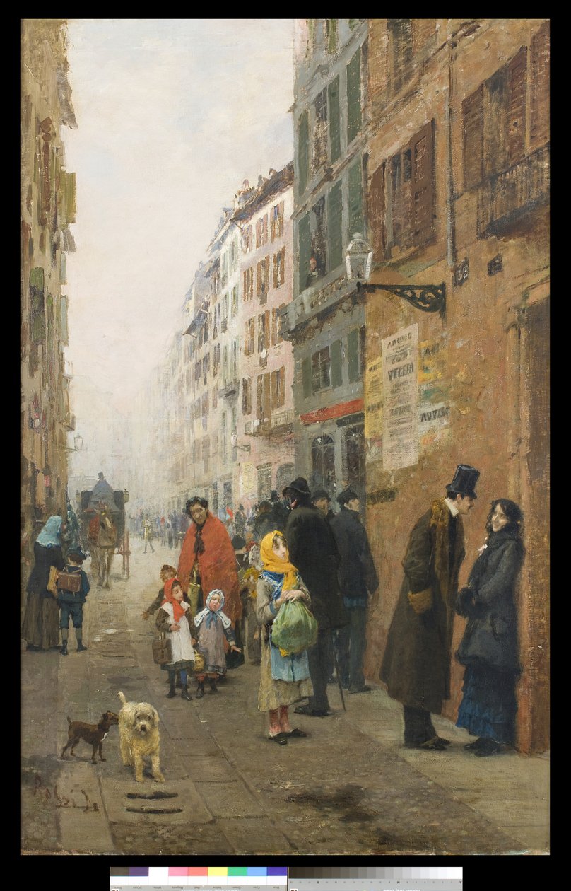米兰的一条街道，1881年 作者 路易吉·罗西（Luigi Rossi）