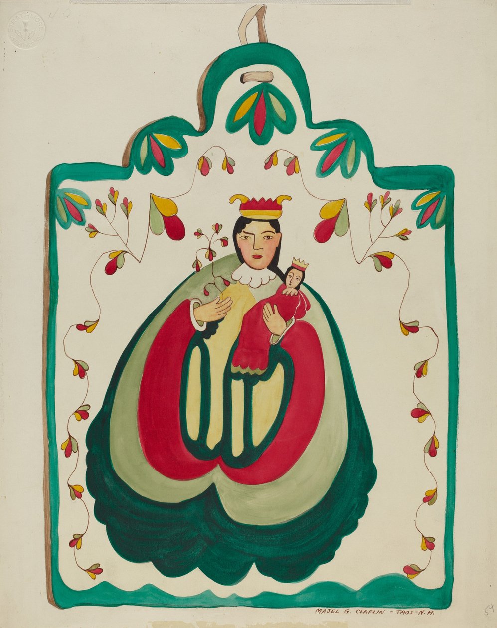 木制Retablo，圣安东尼奥，约1937年。 作者 马杰尔·G·克拉弗林