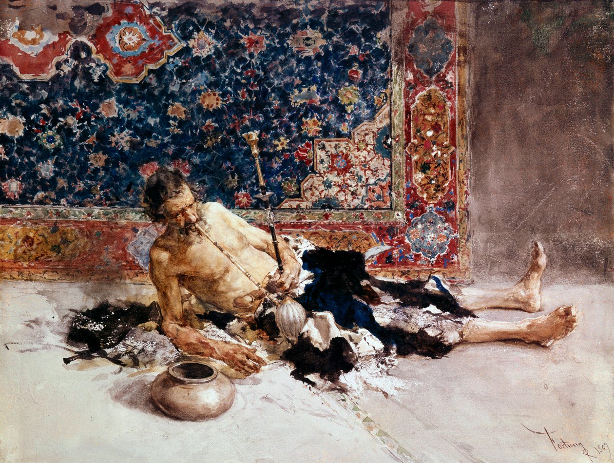 鸦片吸烟者"，1869年。 作者 玛丽亚·福图尼