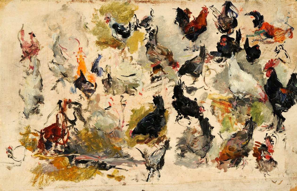 公鸡研究 ，1869年。 作者 玛丽亚·福图尼