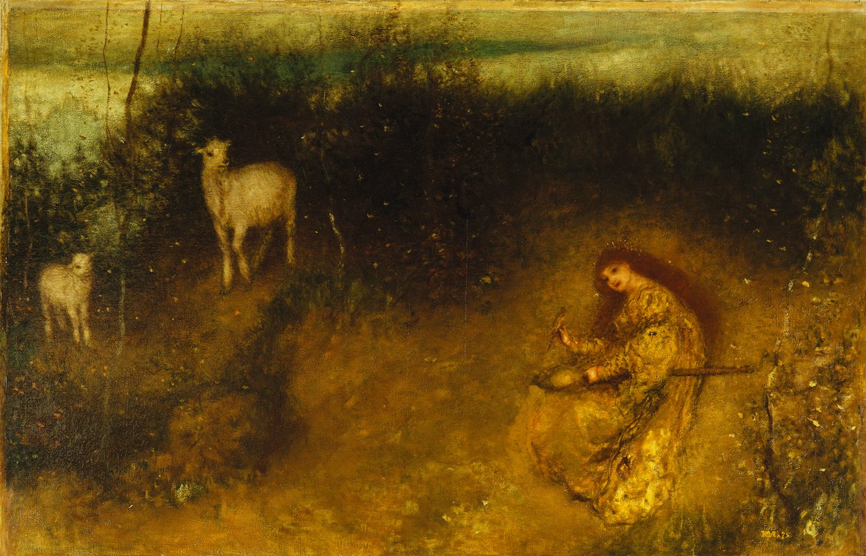 有山羊的女孩，1875年 作者 马蒂斯·马里斯（Matthijs Maris）