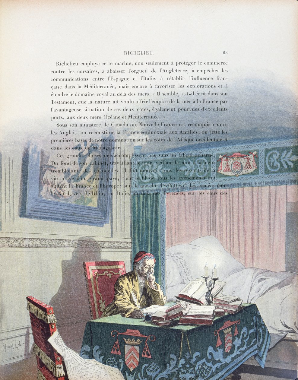 Armand-Jean du Plessis，红衣主教de Richelieu（1585-1642）作为一个老人，1910年Theodore Camu的Richelieu生活插图 作者 莫里斯·勒卢瓦（Maurice Leloir）