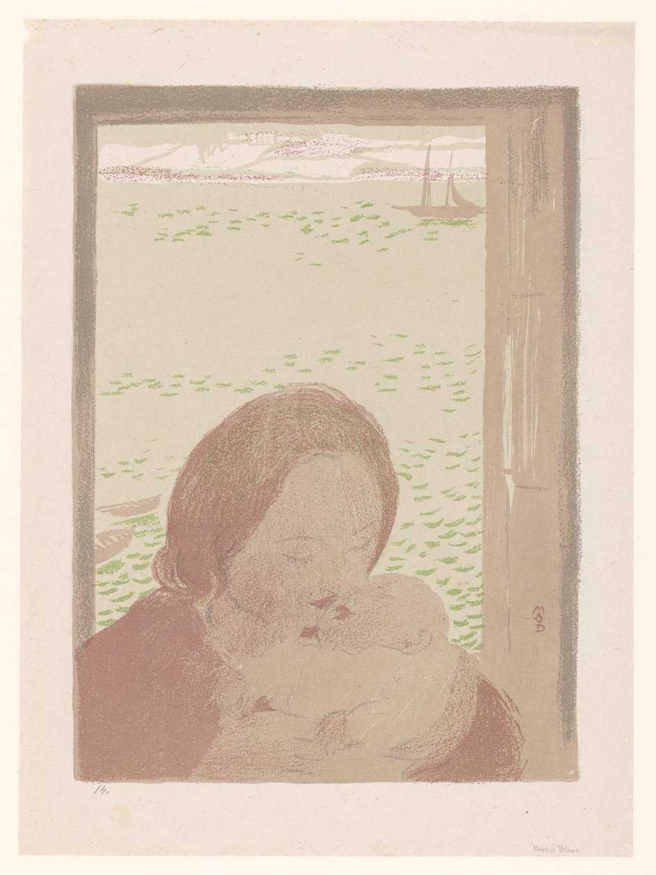 母亲与婴儿在窗前 作者 莫里斯·丹尼斯（Maurice Denis）