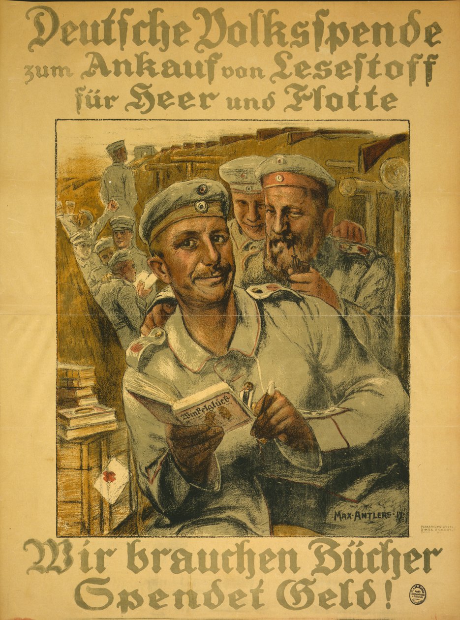 我们需要书籍，捐钱！，1917年 作者 马克斯·鹿角