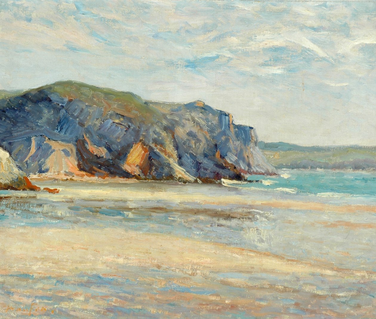 Morgat的海滩，Finistère，1899 作者 马克西姆·埃米尔·路易斯·莫夫拉