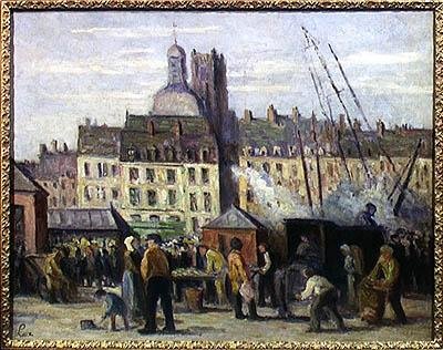 鱼市，迪耶普，1930年 作者 马克西米利安·卢斯（Maximilien Luce）