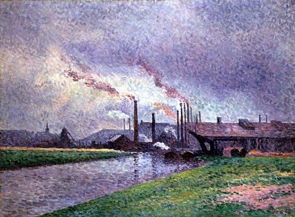 沿着河边 作者 马克西米利安·卢斯（Maximilien Luce）