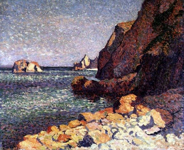 海和岩石，阿盖 作者 马克西米利安·卢斯（Maximilien Luce）
