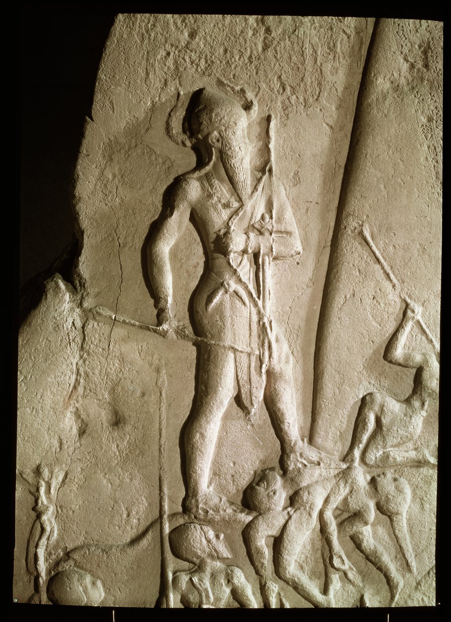 Naram-Sin的胜利碑（公元前2225-2185）Akkad国王在Lullubi，阿卡德时期，c.2230（粉红色砂岩）（细节） 作者 美索不达米亚