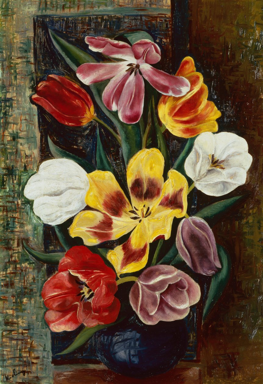 郁金香花瓶（布面油画） 作者 莫伊斯·基斯林