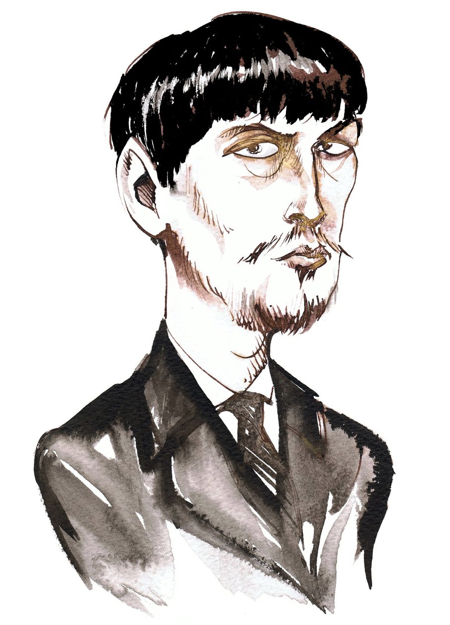 Achille-Claude Debussy，法国作曲家（1862-1918），墨水漫画作为一个年轻人 作者 尼尔·奥斯本