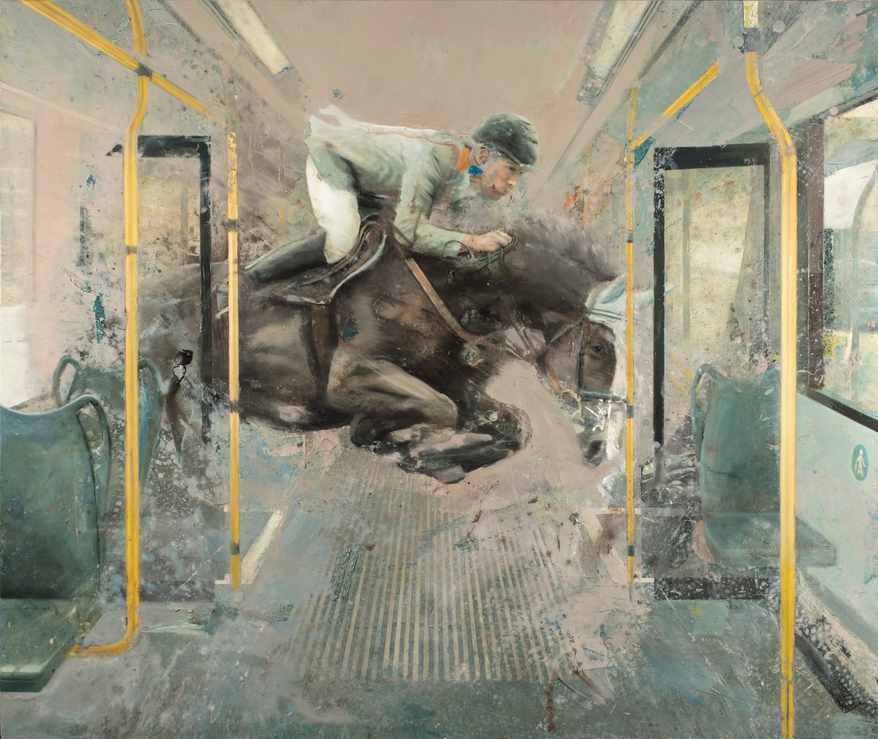 电车跳跃 II》，2019 年（布面油画） 作者 尼古拉·普奇