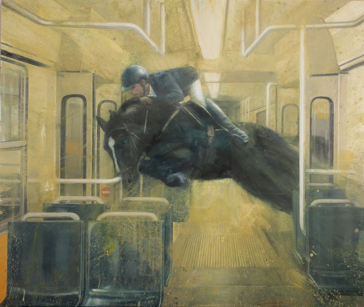 电车跳跃，2015（布面油画） 作者 尼古拉·普奇