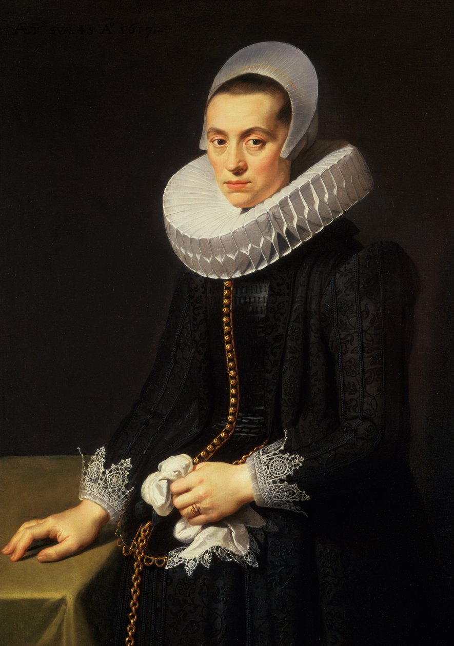 一位夫人的画象一件黑礼服的 作者 尼古拉斯·埃里亚斯（Nicolaes Eliasz）