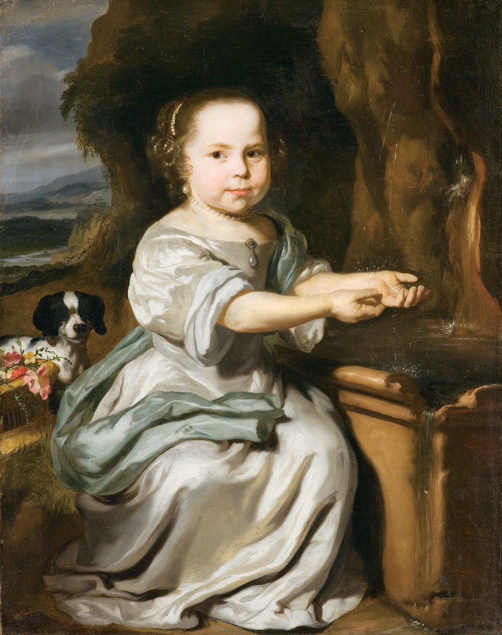 一个女孩的画像，c.1664 作者 尼古拉斯·梅斯（Nicolaes Maes）
