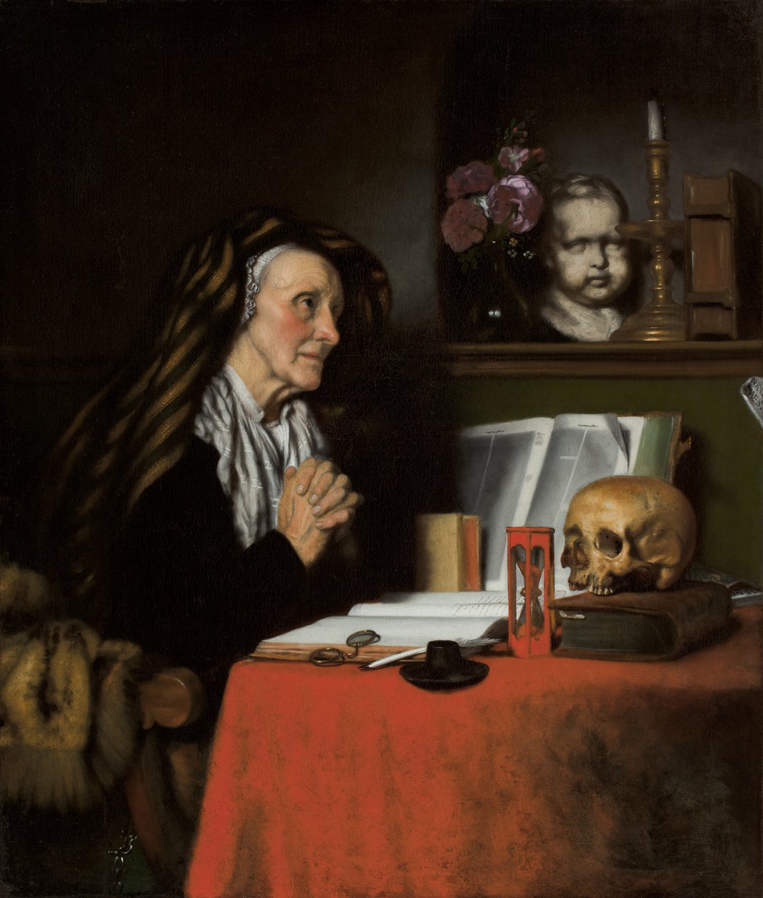 祈祷的老妇人，约1655年 作者 尼古拉斯·梅斯（Nicolaes Maes）