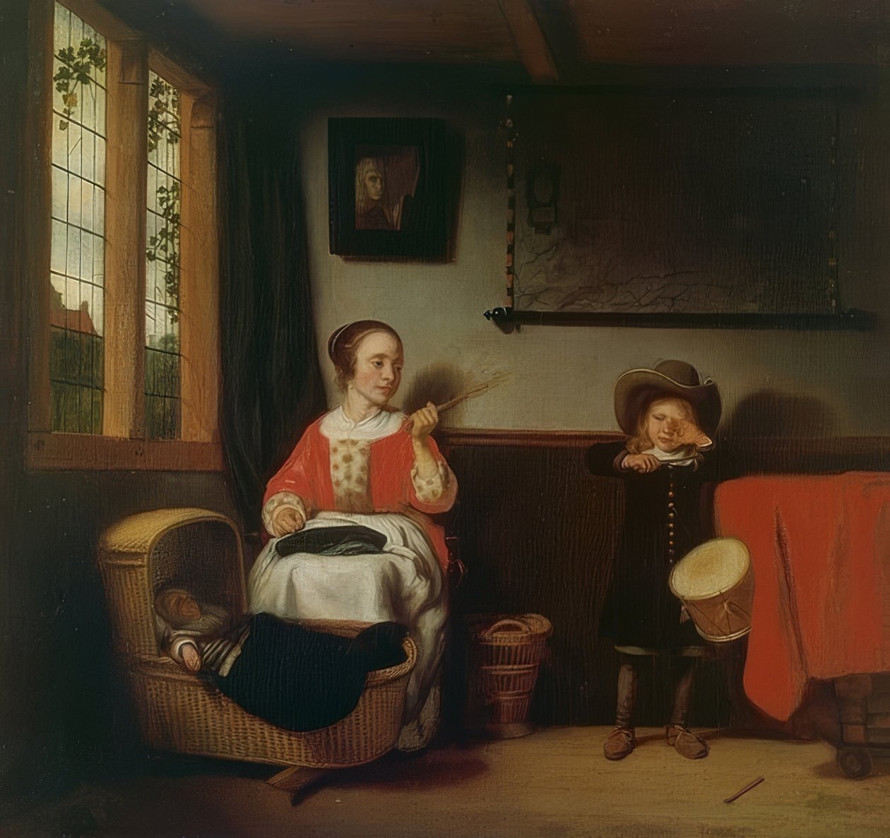 调皮的鼓手 作者 尼古拉斯·梅斯（Nicolaes Maes）
